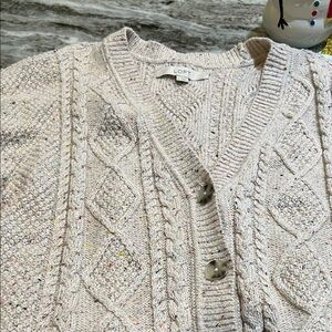 LOFT Women's Speckled Cream Cardigan